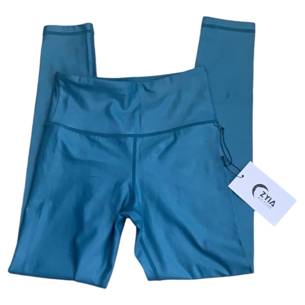 Zyia | Metallic Ocean Light and Tight Leggings 7/8 24” Size 2 - Picture 3 of 11